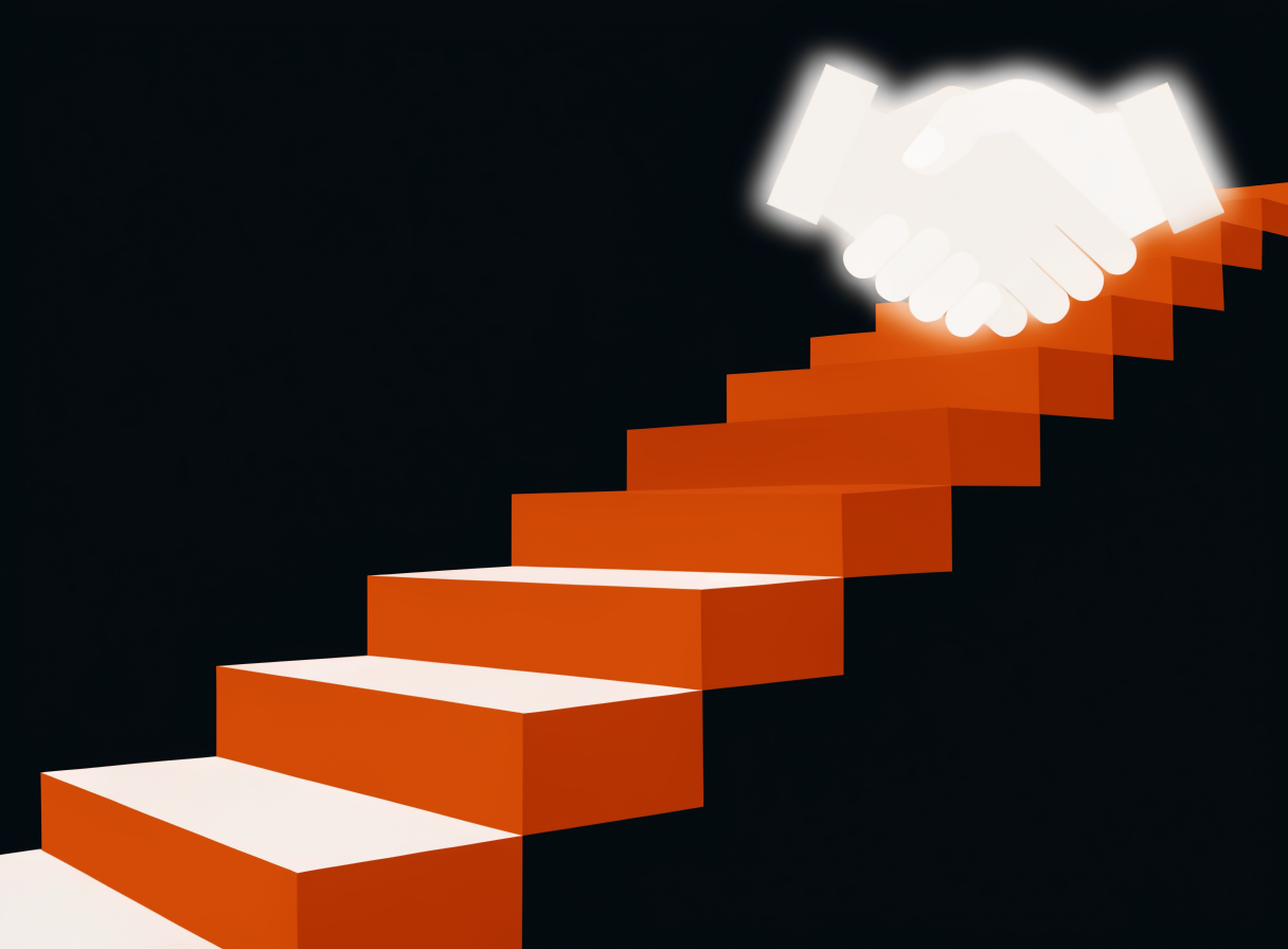 Illustration einer Treppe mit Lichtsilhouette – Symbolbild für die perfekte Verkaufspräsentation